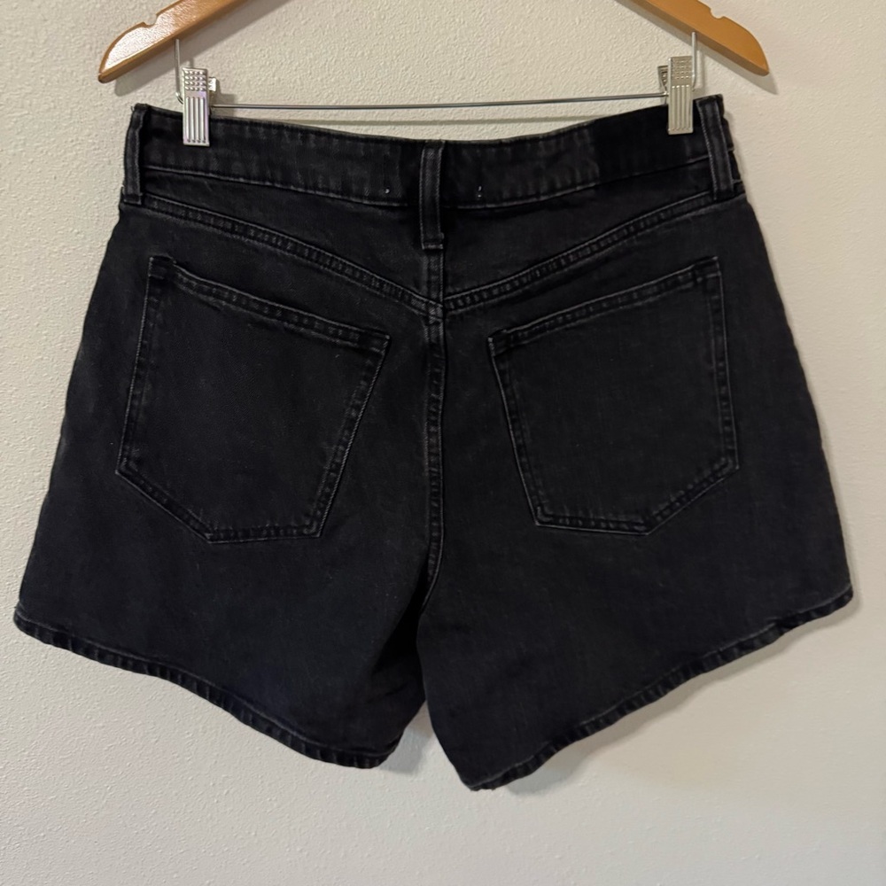 Abercrombie & Fitch Curve Love High Rise Dad Shorts Black Stretch Denim NWT-32 - Picture 3 of 9